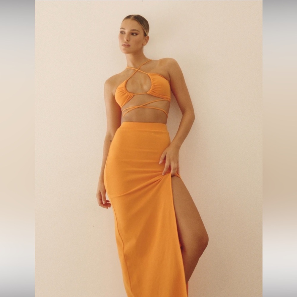 Tiger Mist Vibrant Orange Skirt Set